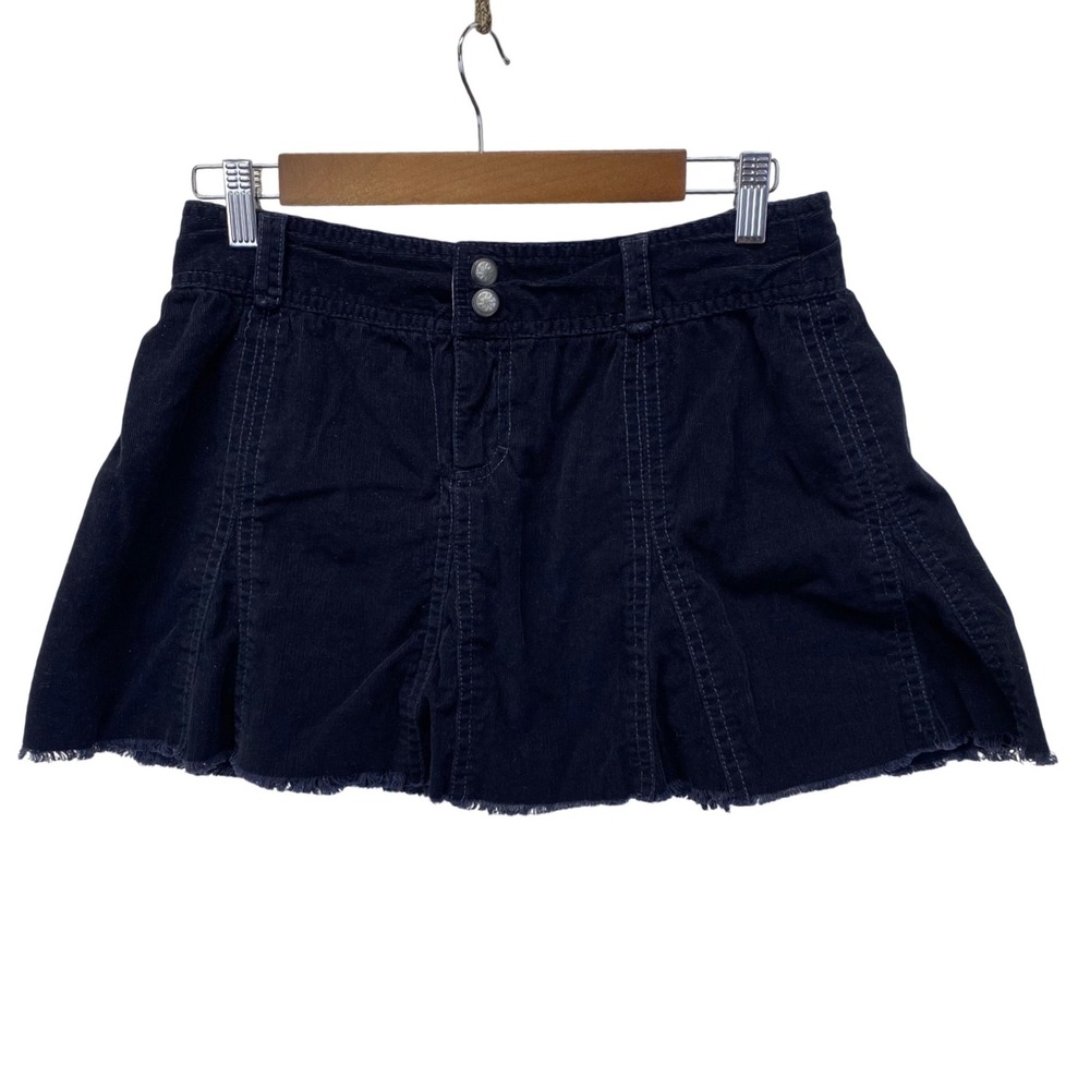 Athleta Whenever Black Corduroy‎ Raw Hem Mini Skirt Womens 2P Stretch 708526